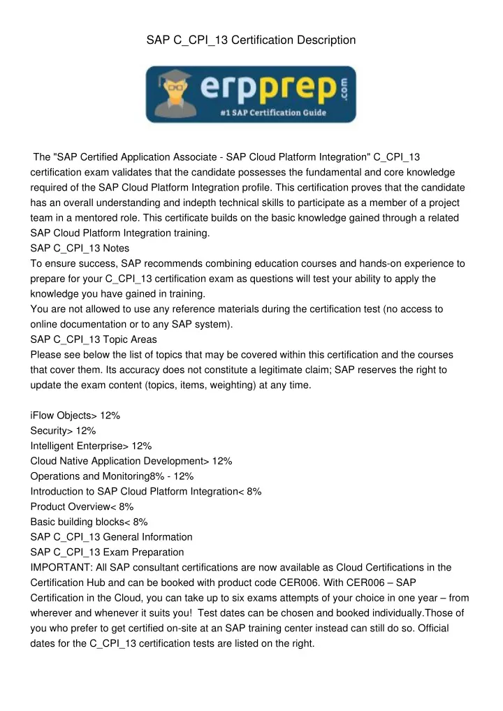 sap c cpi 13 certification description