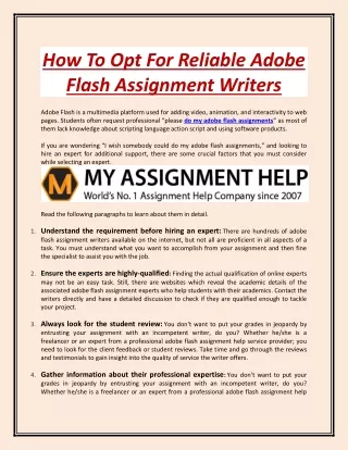 Do My Adobe Flash Assignments Writing