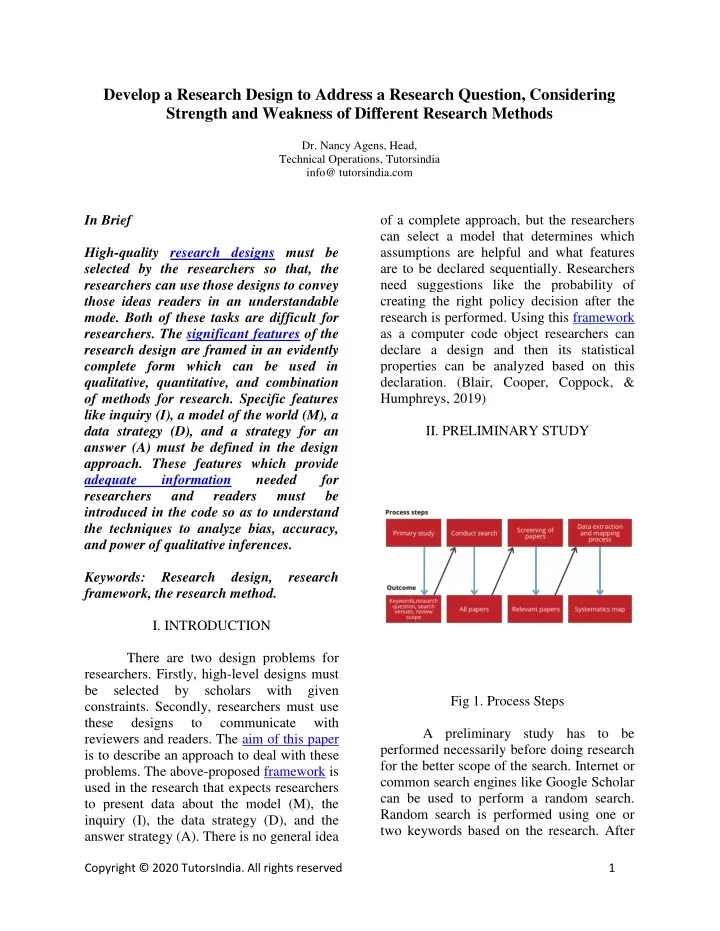 develop a research design to address a research