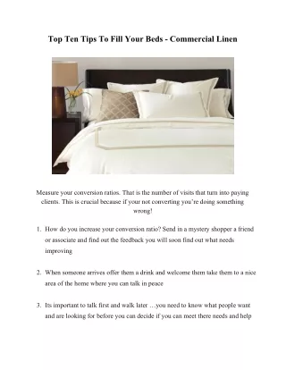 Top Ten Tips To Fill Your Beds - Commercial Linen
