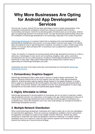 Why More Businesses Are Opting for Android App Development Services