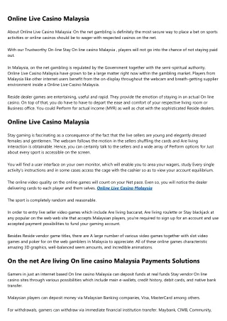 Online Live Casino Malaysia