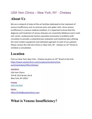 USA Vein Clinics – New York, NY - Chelsea