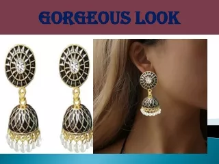 Golden Oxidised Latest Traditional Stylish Gold And Black Jhumka Earrings