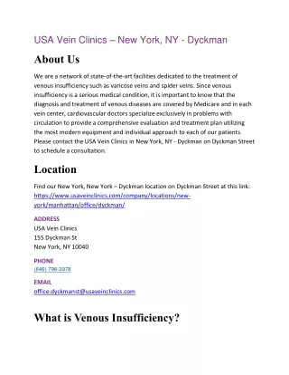 USA Vein Clinics – New York, NY - Dyckman