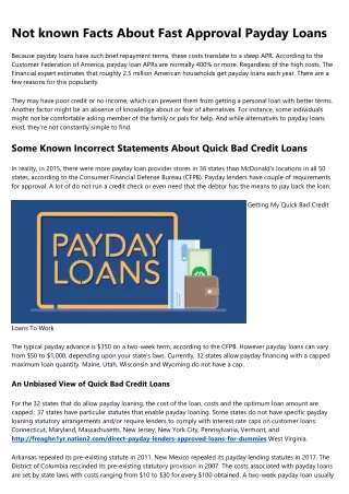 Not known Details About Bad Credit Fast Payday Loans