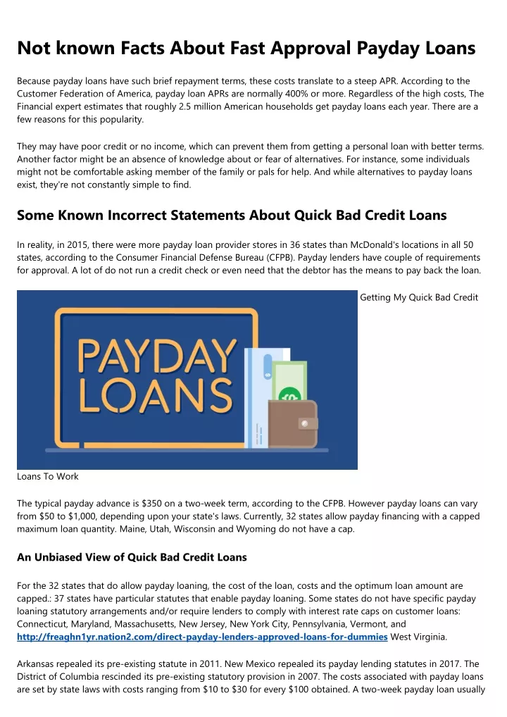 not known facts about fast approval payday loans