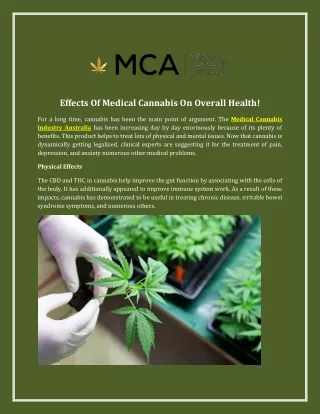 Effects Of Medical Cannabis On Overall Health!