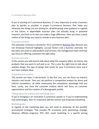 e commerce business plan