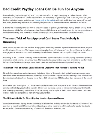 The Main Principles Of Quick Bad Credit Loans