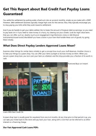Guaranteed Bad Credit Loans Things To Know Before You Get This