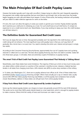 Top Guidelines Of Quick Bad Credit Loans