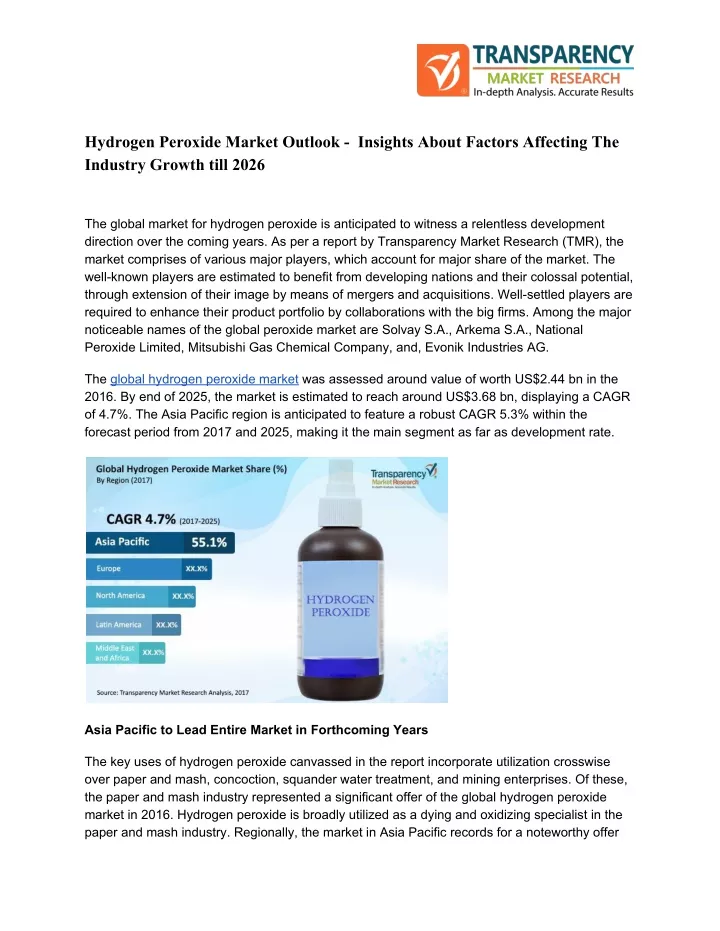 hydrogen peroxide market outlook insights about