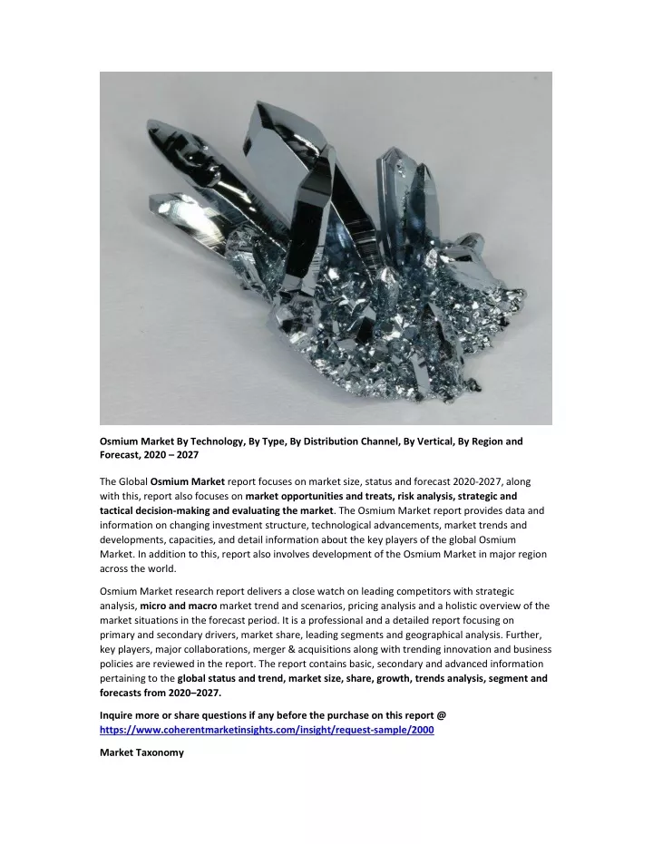 osmium market by technology by type
