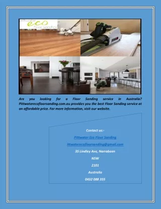 Professional Floor Sanding Australia | Pittwaterecofloorsanding.com.au