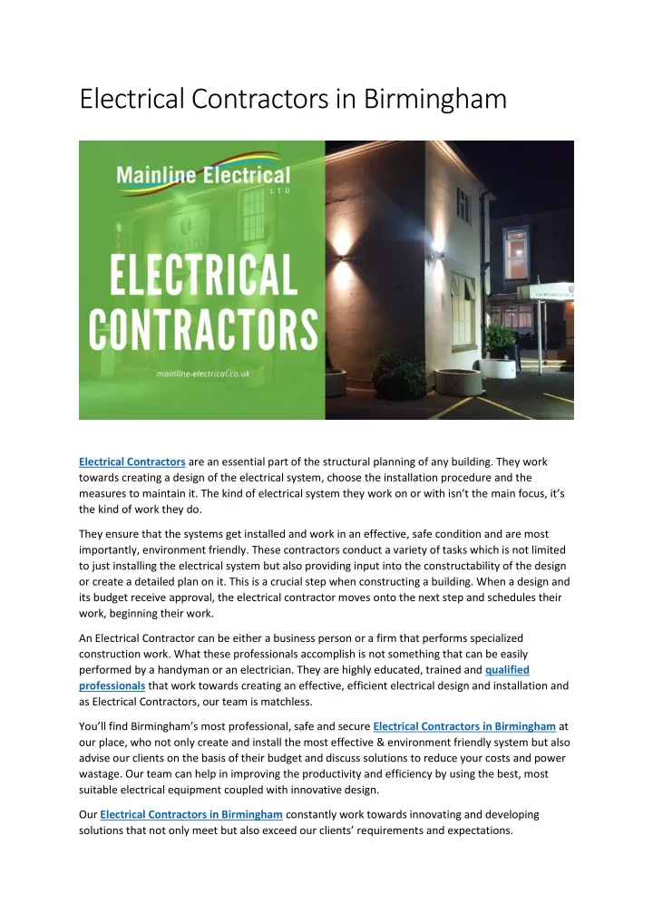 electrical contractors in birmingham