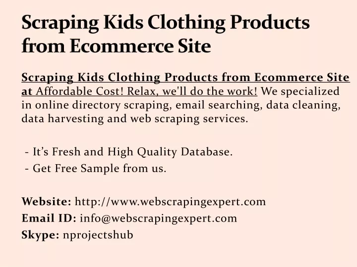 scraping kids clothing products from ecommerce site