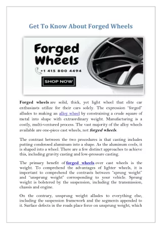 Get To Know About Forged Wheels