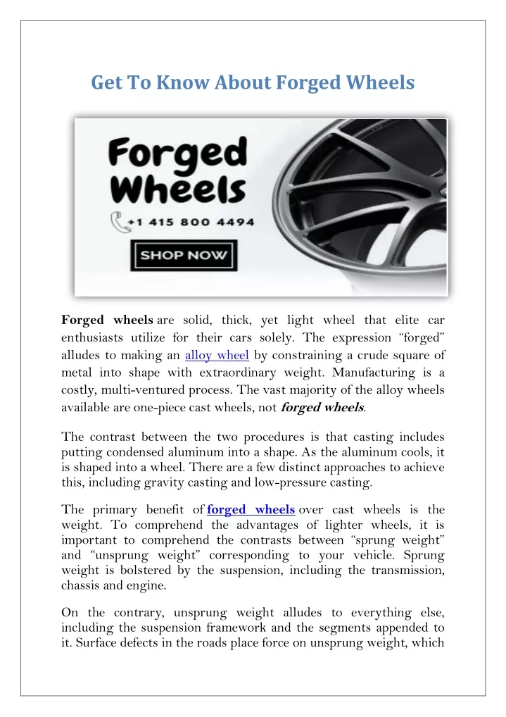 get to know about forged wheels