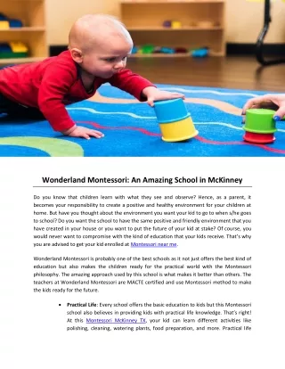 Wonderland Montessori: An Amazing School in McKinney