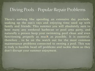 Diving Pools - Popular Repair Problems