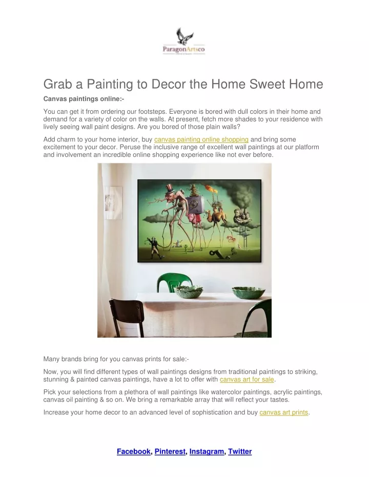 grab a painting to decor the home sweet home
