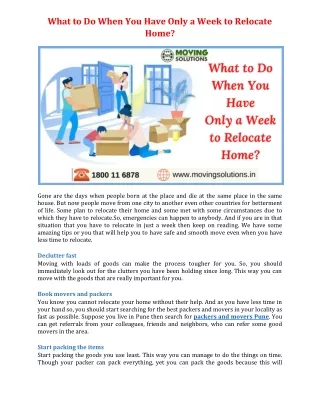 what to do when you have only a week to relocate