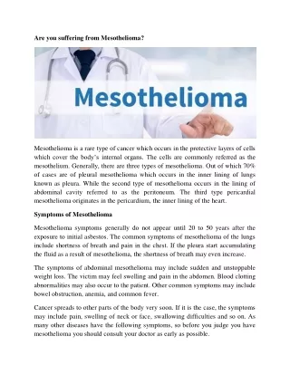 Are you suffering from Mesothelioma?