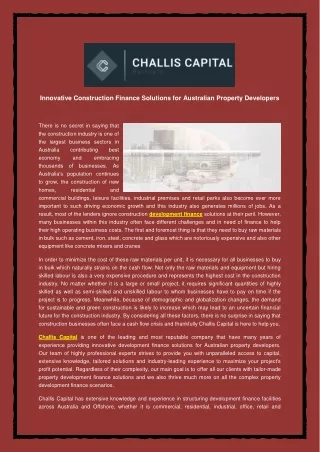 innovative construction finance solutions