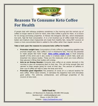 reasons to consume keto coffee for health