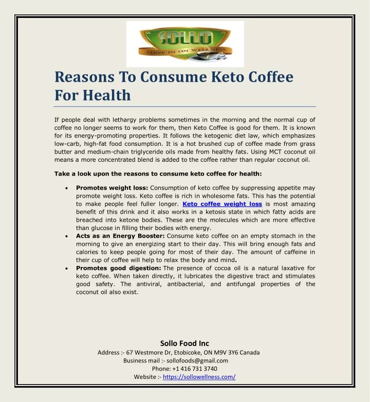 reasons to consume keto coffee for health