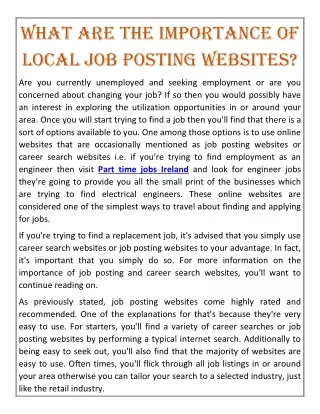 what are the importance of local job posting