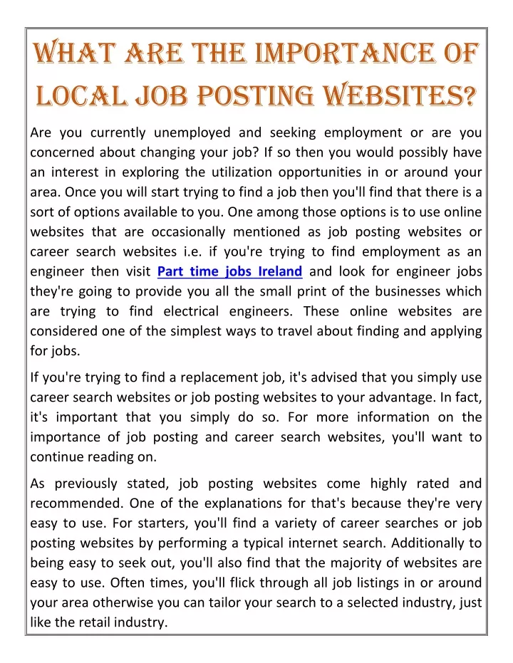 what are the importance of local job posting