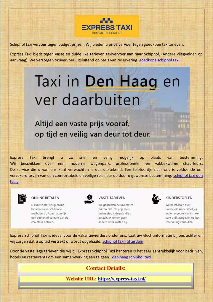 schiphol taxi vervoer tegen budget prijzen