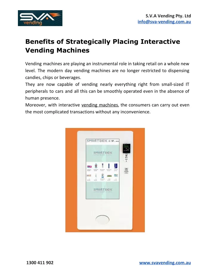 s v a vending pty ltd info@sva vending com au