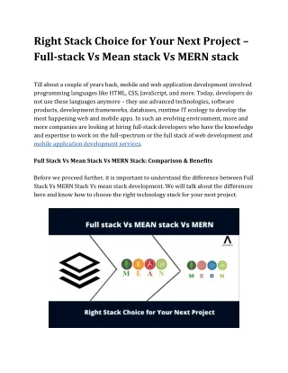 Full Stack Vs Mean Stack Vs MERN Stack Comparison & Benefits