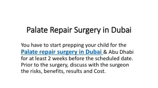 Palate repair surgery in Dubai