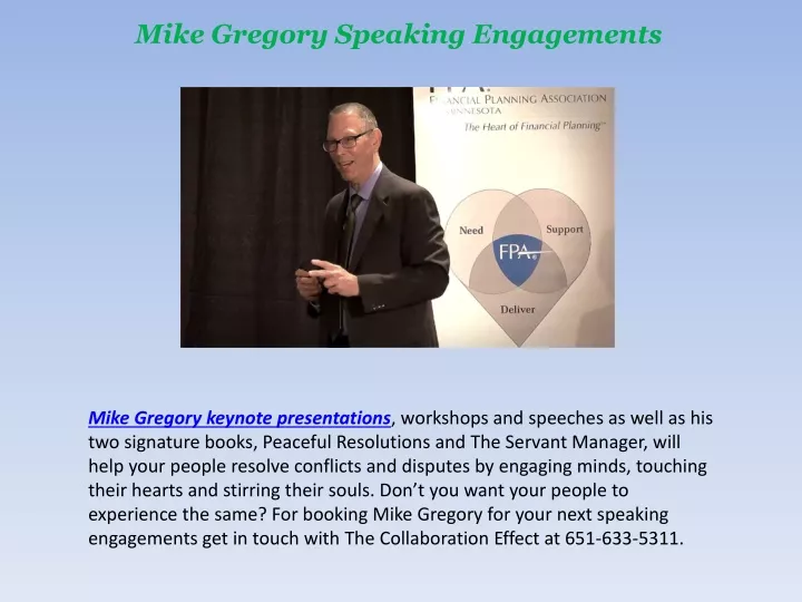 mike gregory speaking engagements