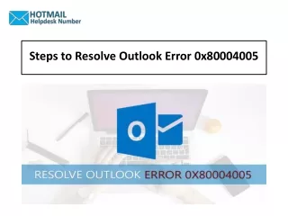 steps to resolve outlook error 0x80004005