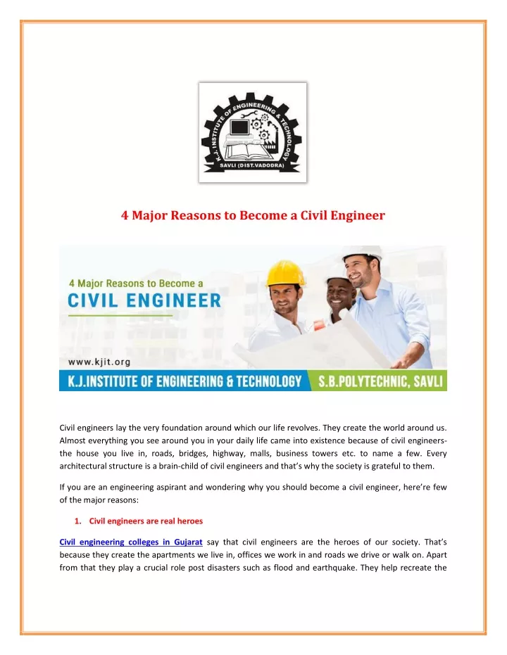 4 major reasons to become a civil engineer