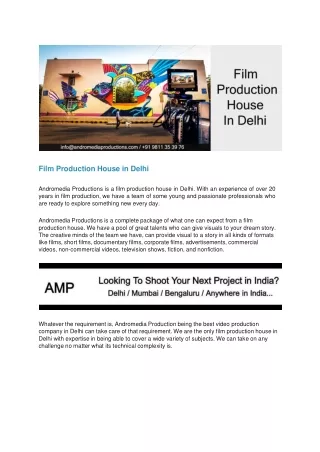 Film Production Services in Delhi