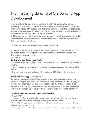 The increasing demand of On-Demand App Development