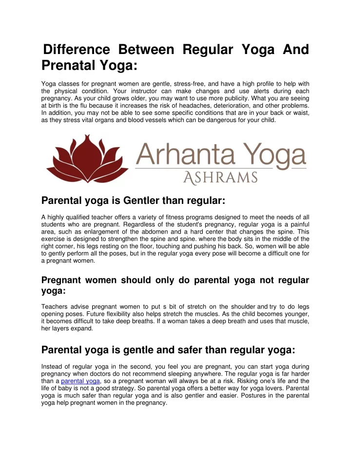 difference between regular yoga and prenatal yoga
