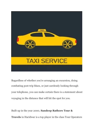 Best Taxi Service Provider Company in Haridwar | Book Taxi On Rent in Haridwar Online