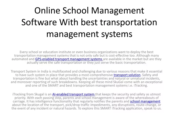 online school management software with best transportation management systems
