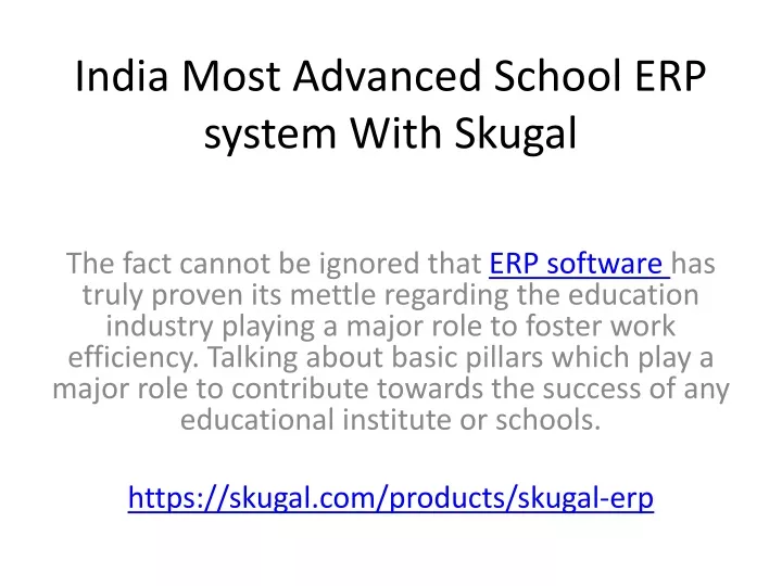 india most advanced school erp system with skugal