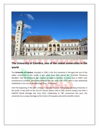 The University of Coimbra, one of the oldest universities in the world