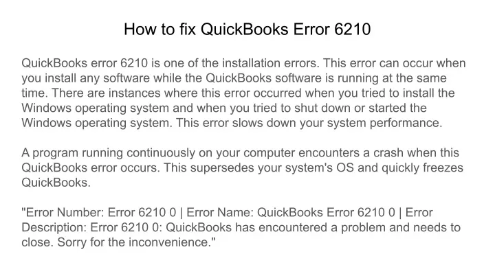 how to fix quickbooks error 6210