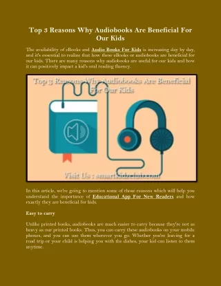 Top 3 Reasons Why Audiobooks Are Beneficial For Our Kids