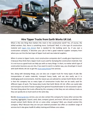 hire tipper trucks from earth works uk ltd